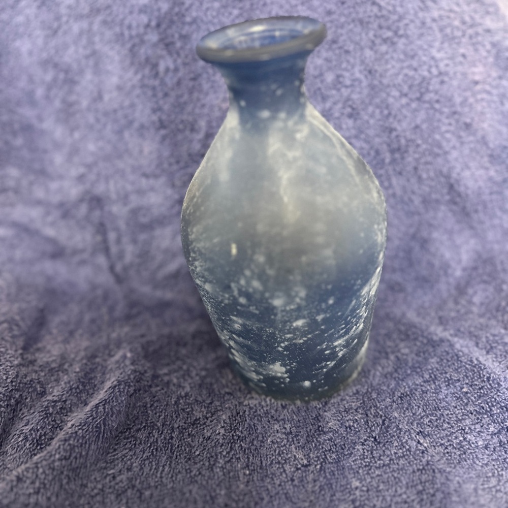 Artisan Blue Frosted Glass Vase